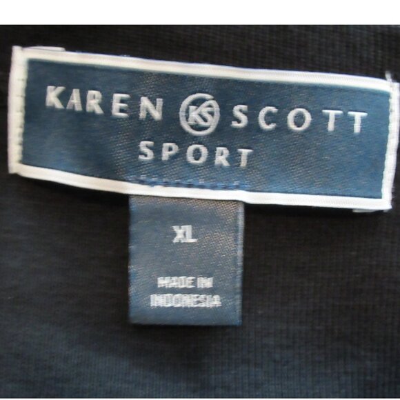 Karen Scott Women's 100% Cotton Knit Cuffed-Short-Sleeve Dress, Black, XL - Picture 4 of 7